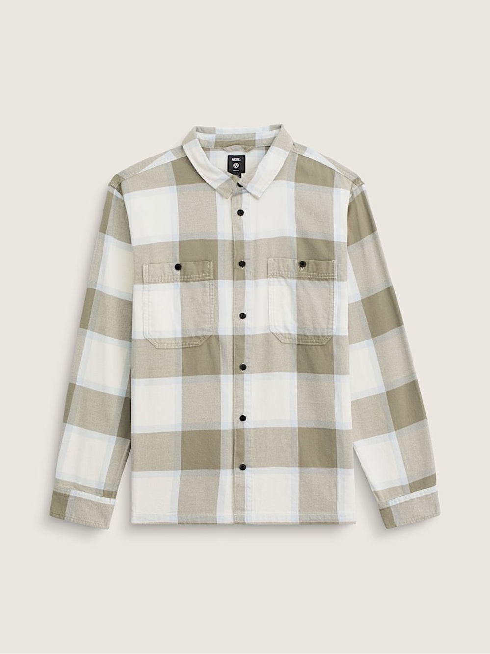 Vans Larkspur Plaid Flannel Shirt Turtledove White Men Size XL New